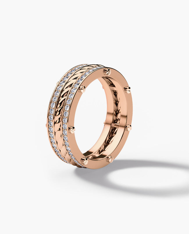Ready to Ship - ROPES Gold Ring with 0.70ct Diamonds